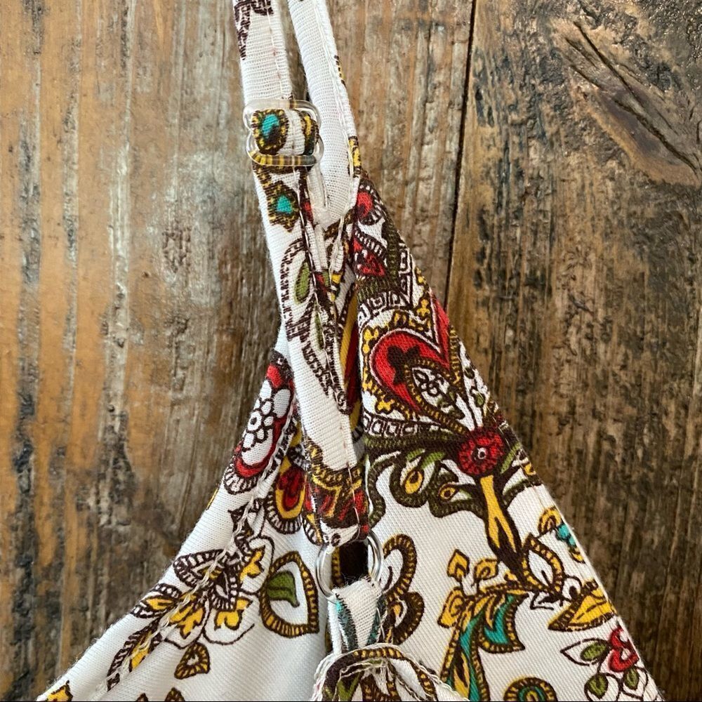 Catch My I Sz L Halter Yellow Red Paisley Maxi Cotton Spaghetti Straps Dress - Picture 5 of 8